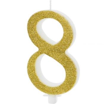 Number Candle Modern - 8 - Gold